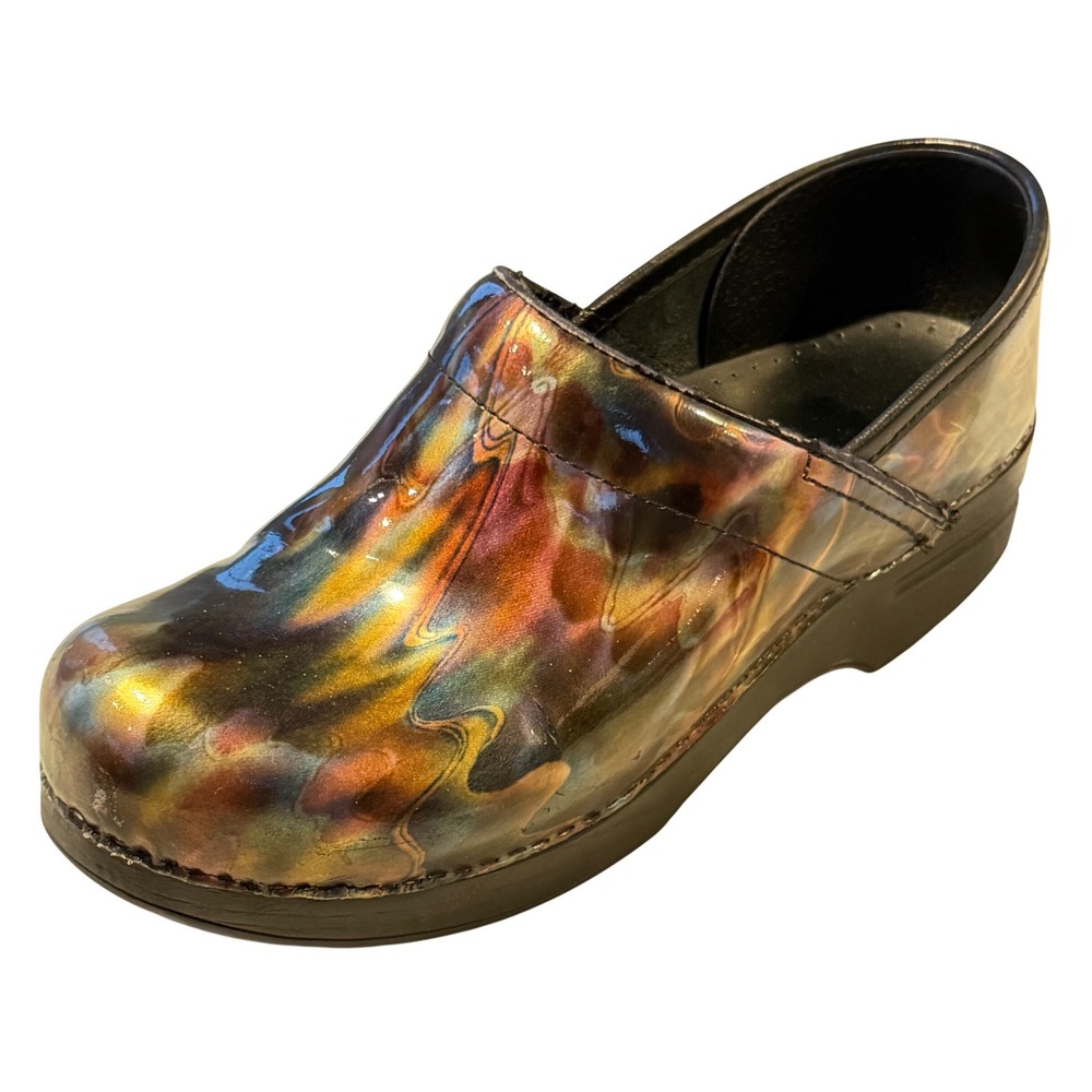Dansko Professional Clogs Womens 39 Multi Color Iridescent Patent Leather Shoes